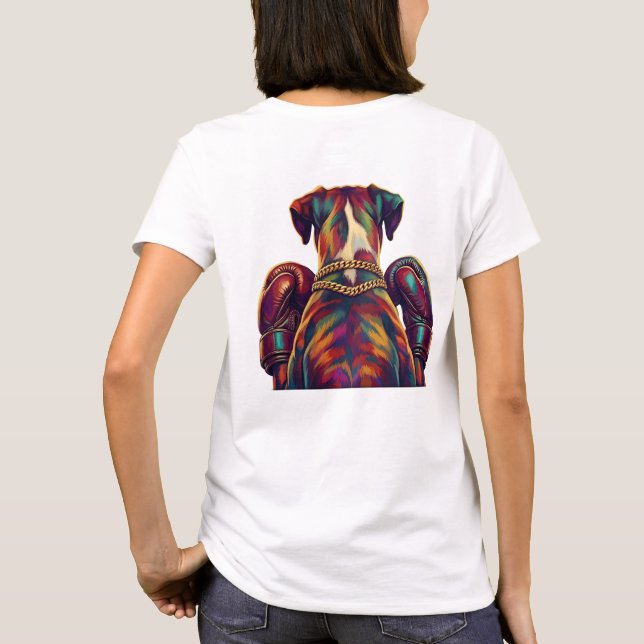 Pop Art Boxer Dog Boxing front and back print T Shirt (Baksida)