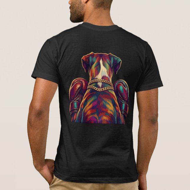 Pop Art Boxer Dog Boxing front and back print T Shirt (Baksida)