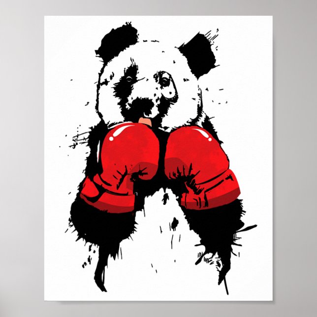 Pop Art Boxning Panda Björn Boxare  Poster (Framsidan)
