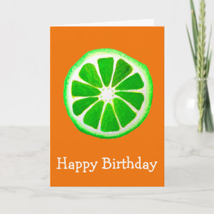 Pop art bright citrus lime-frukt födelsedag kort
