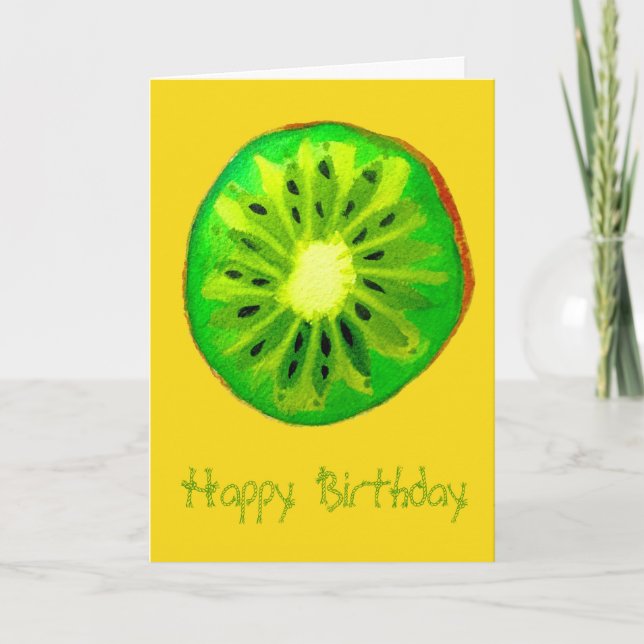 Pop art bright kiwi-fruktfödelsedag kort (Framsida)