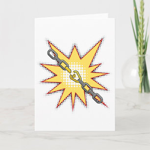 Pop Art Broken Chain Explosion fet Tecknad Stil Kort