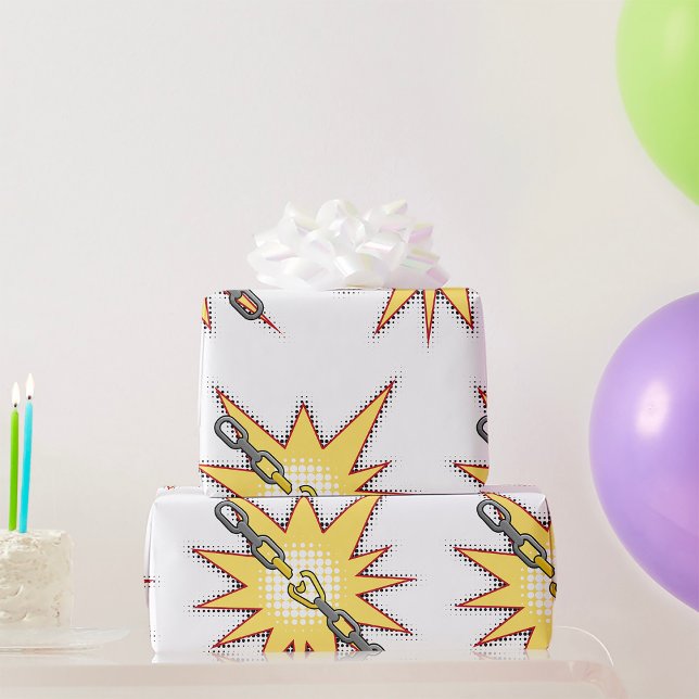 Pop Art Broken Chain Explosion fet Tecknad Stil Presentpapper (Skapare uppladdad)