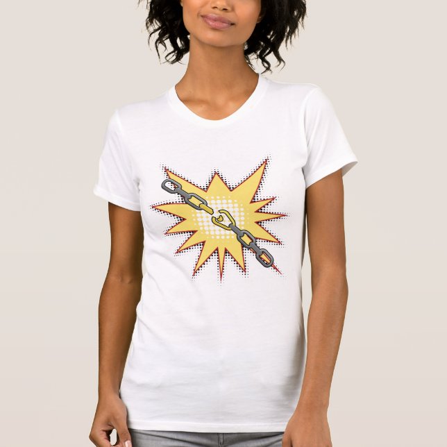 Pop Art Broken Chain Explosion fet Tecknad Stil T Shirt (Framsida)