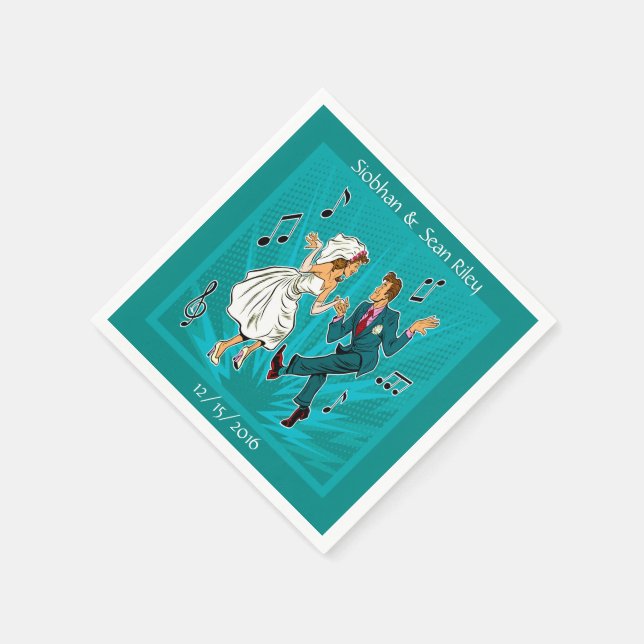 Pop Art Bröllop par Dancing Cocktail Napkins Pappersservett (Hörn)