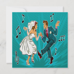 Pop Art Bröllopsinbjudan med Jitterbug-dans Inbjudningar
