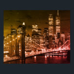 Pop Art Brooklyn Bridge New York Natt Poster<br><div class="desc">New York City - Manhattan Skyscrapers Digital Art Image</div>