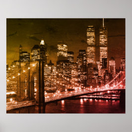 Pop Art Brooklyn Bridge New York Natt Poster