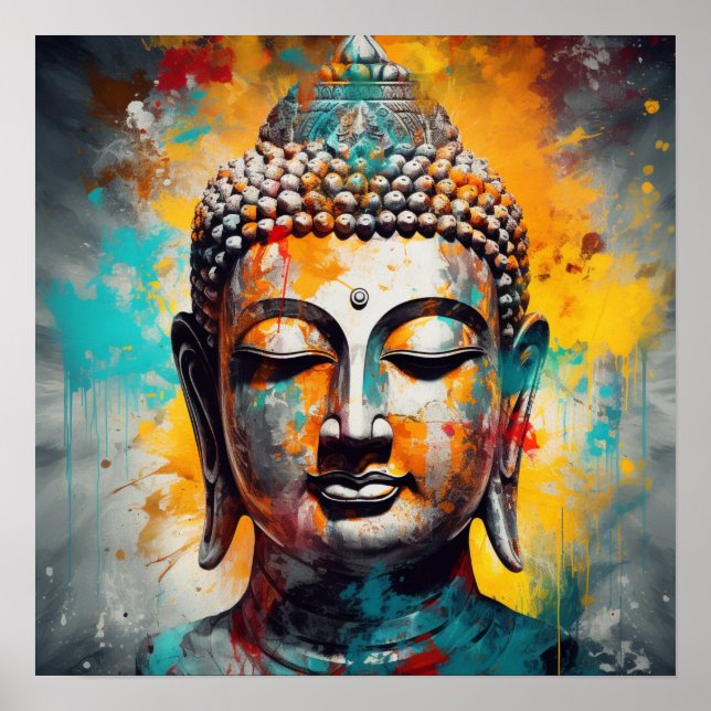 Pop Art Buddha Bust Poster (Framsidan)