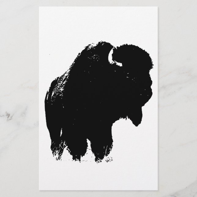 Pop Art Buffalo Bison Silhouette Brevpapper (Framsida)