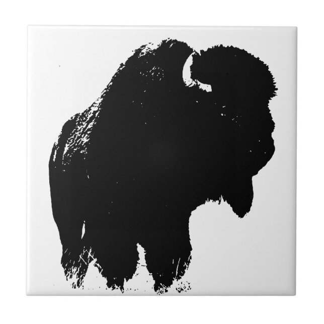 Pop Art Buffalo Bison Silhouette Kakelplatta (Framsidan)