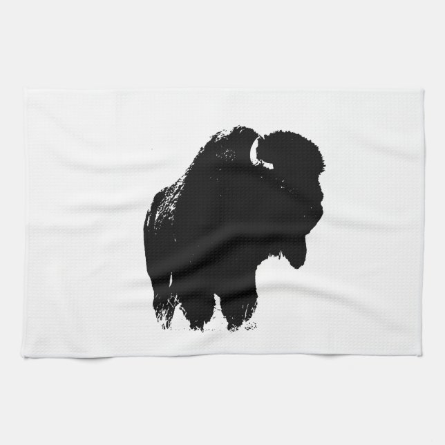Pop Art Buffalo Bison Silhouette Kökshandduk (Horisontell)