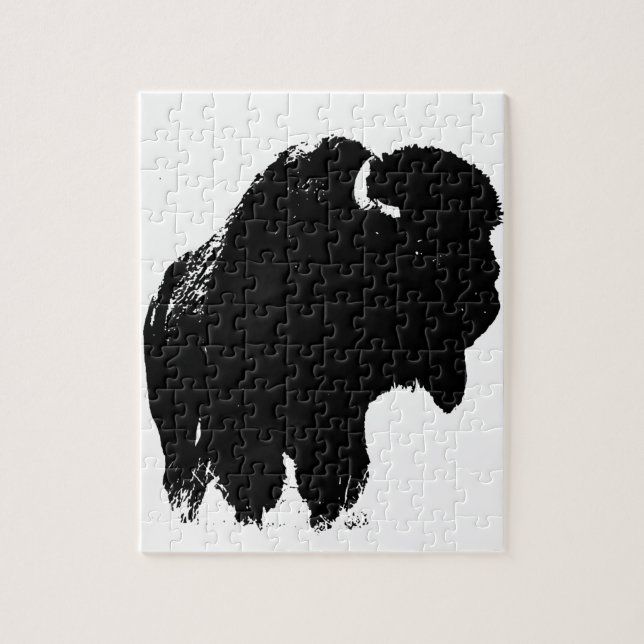Pop Art Buffalo Bison Silhouette Pussel (Vertikal)