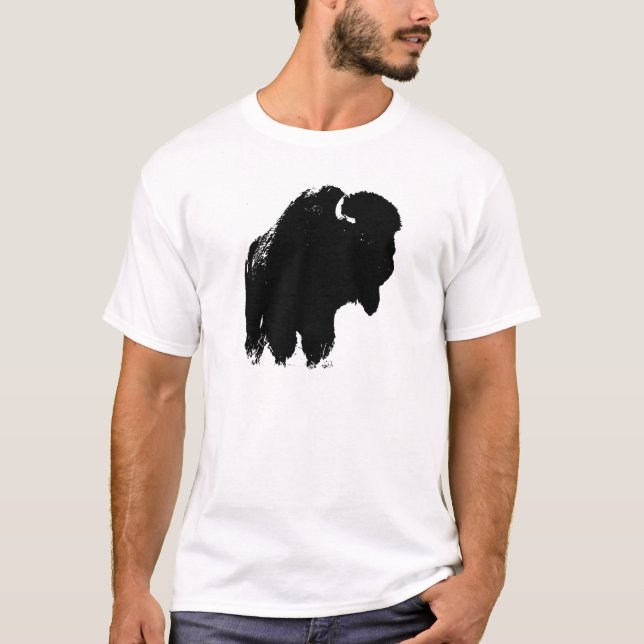 Pop Art Buffalo Bison Silhouette T Shirt (Framsida)