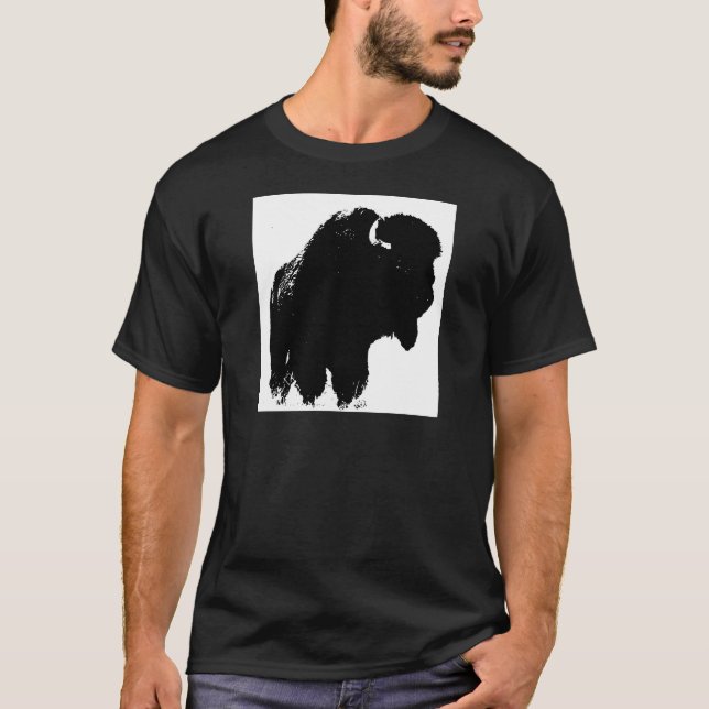 Pop Art Buffalo Bison Silhouette Tee Shirt (Framsida)