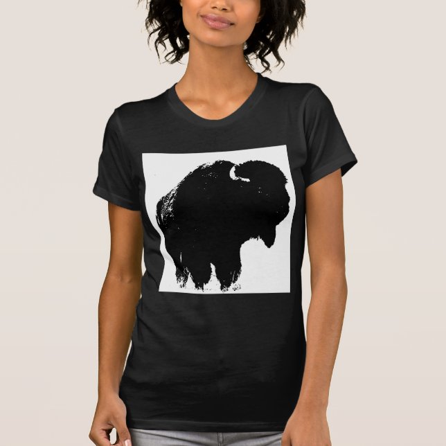 Pop Art Buffalo Bison Silhouette Tee Shirt (Framsida)