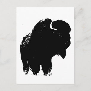 Pop Art Buffalo Bison Silhouette Vykort