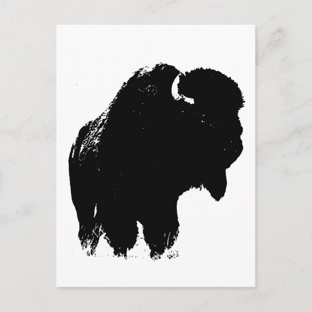 Pop Art Buffalo Bison Silhouette Vykort (Framsida)