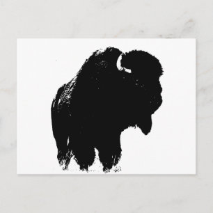 Pop Art Buffalo Bison Silhouette Vykort