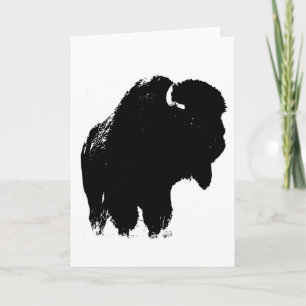 Pop Art Buffalo Bison Siluett Kort