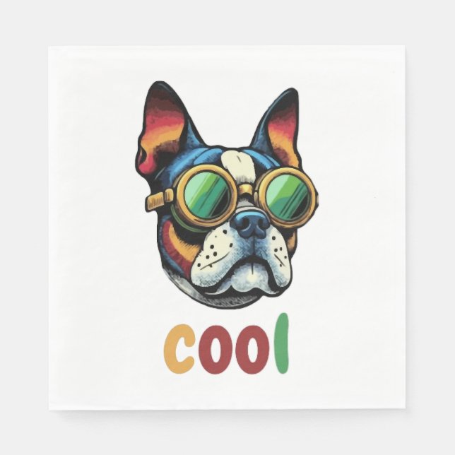 Pop Art Bulldog med Goggles Pappersservett (Framsidan)