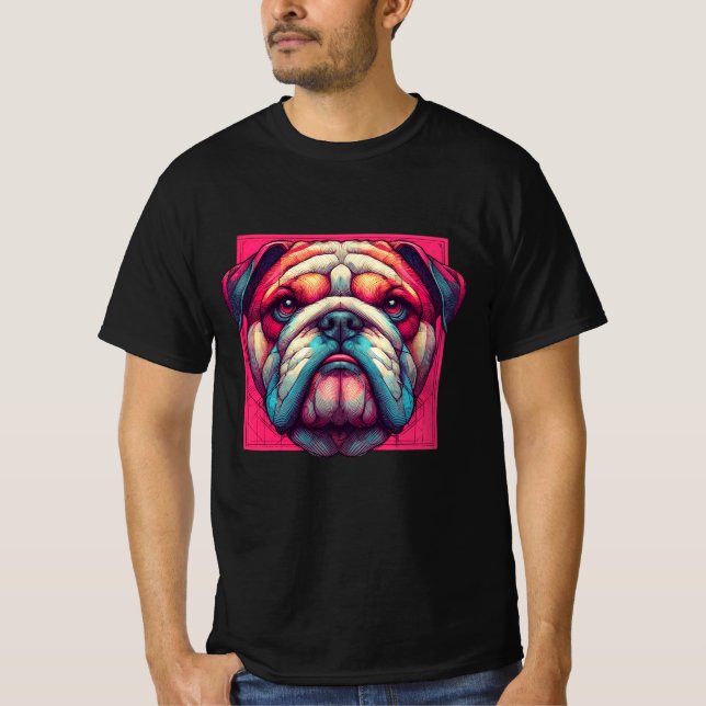 Pop Art Bulldog T Shirt (Framsida)