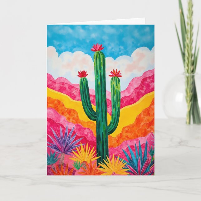 Pop Art Cactus Southwest Stationery Kort (Framsida)