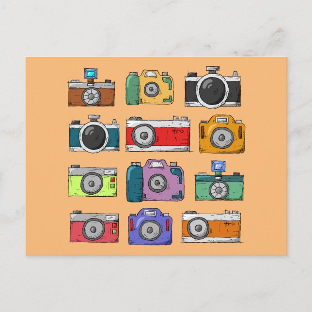 POP ART CAMERAS POSTCARDS VYKORT (Framsida)