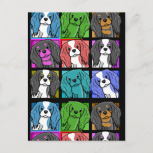 Pop Art Cavalier Kung Charles Spain Vykort