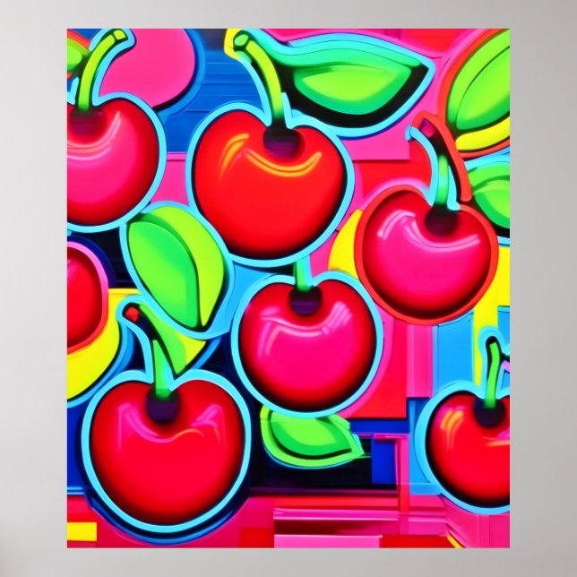 Pop Art Cherry Burst Poster (Framsidan)