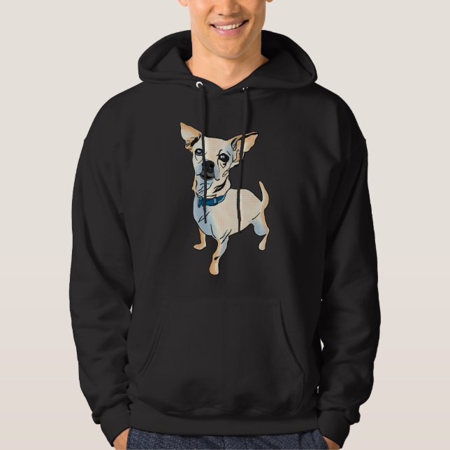 Pop Art Chihuahua Hund aveln Graphic Ensam Hoodie (Framsida)