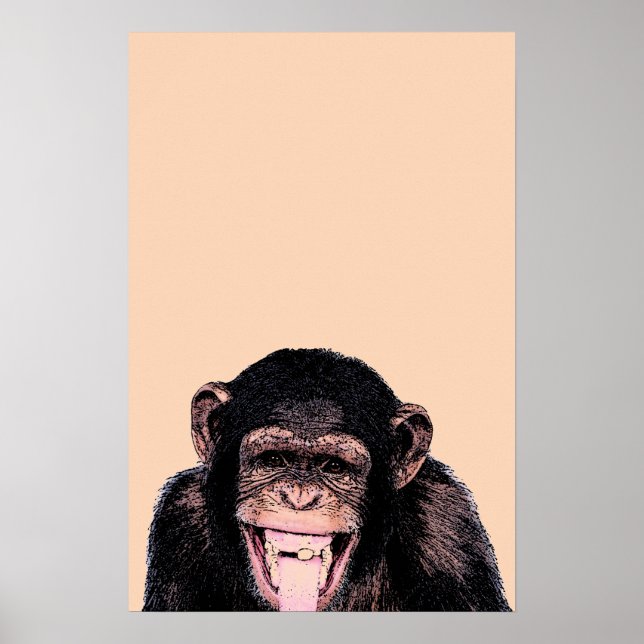 Pop Art Chimpanzase Stickar ut Tunga Poster (Framsidan)