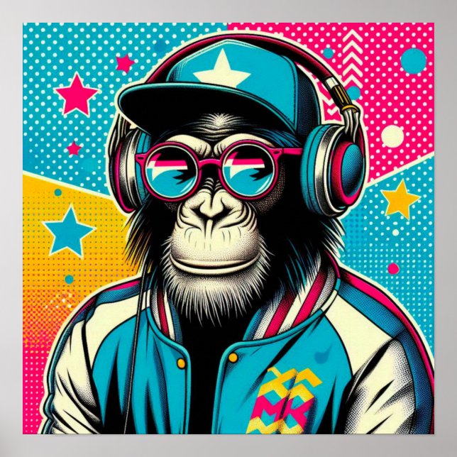 POP-ART CHIMPANZEE 4 POSTER (Framsidan)