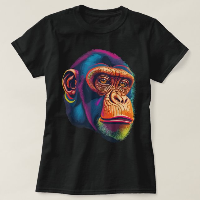 Pop Art Chimpanzee Chimp Animal Monkey Ansikte Ape T Shirt (Design framsida)