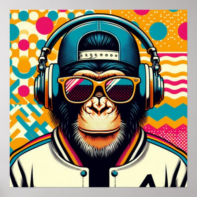 POP-ART CHIMPANZEE POSTER (Framsidan)