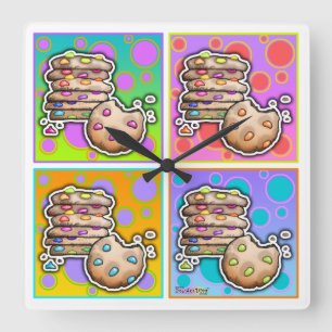 Pop Art Chocolate Chip COOKIES WALL CLOCK Fyrkantig Klocka