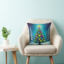Pop Art Christmas with Neon Green Blue Purple Kudde