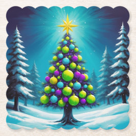 Pop Art Christmas with Neon Green Blue Purple Underlägg Papper