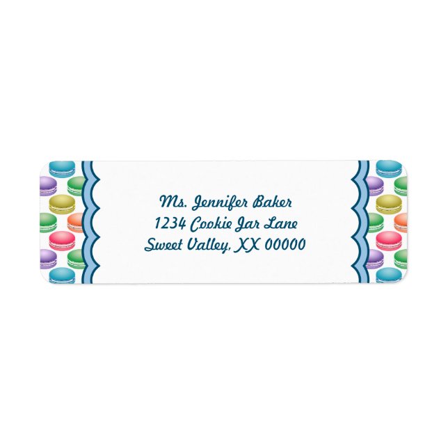 Pop Art Cookies Colorful Macarons Returadress Etikett (Framsidan)
