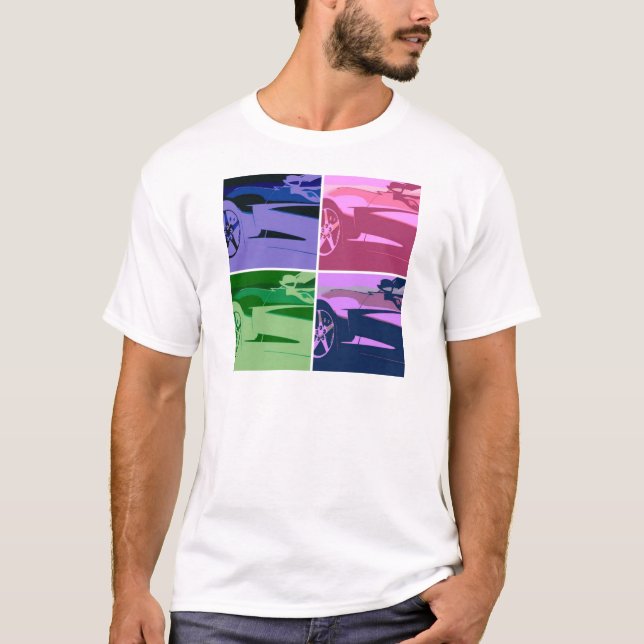 Pop Art Corvettes T Shirt (Framsida)