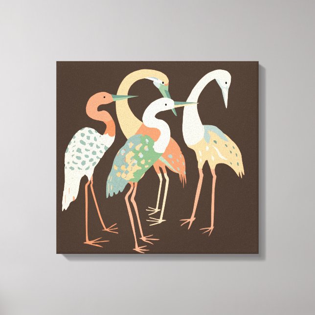 POP ART CRANES BEACH STRETCHED CANVAS ART PRINT (Framsida)