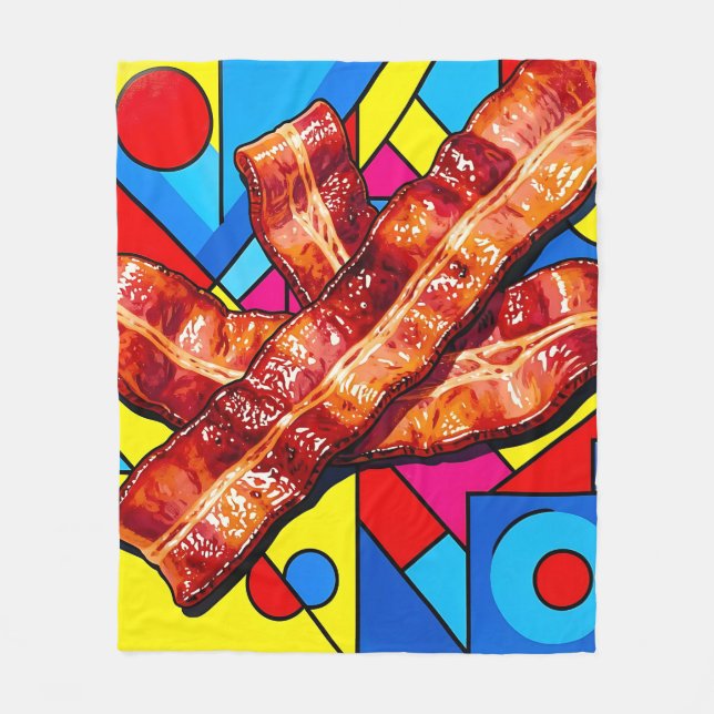 Pop Art Crispig Bacon Fleecefilt (Framsidan)