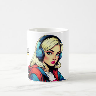 Pop Art Cute Gamer Girl Tecknad Stil Mugg