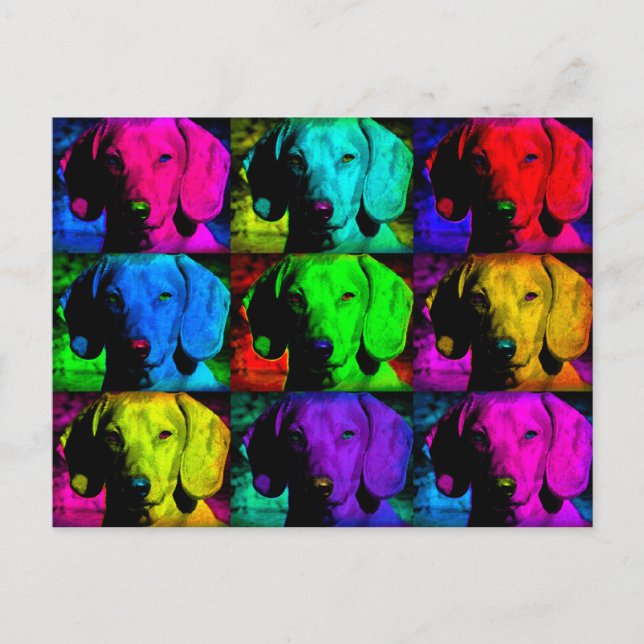 Pop Art Dachshund Doxie Sweet Ansikte Soulful Ögon Vykort (Framsida)