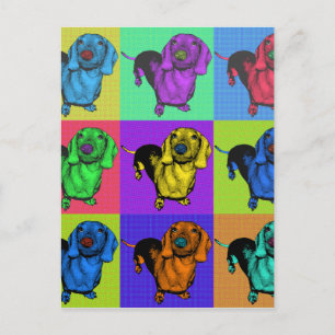 Pop Art Dachsund Doxie Panels Multi-Färg Popart Vykort