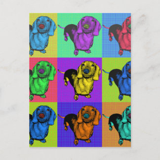 Pop Art Dachsund Doxie Panels Multi-Färg Popart Vykort