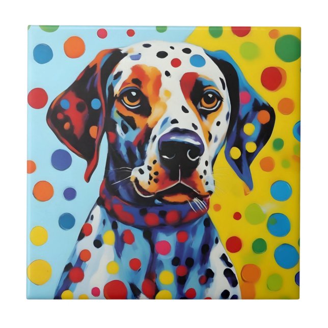 Pop Art Dalmatian Hund Kakelplatta (Framsidan)