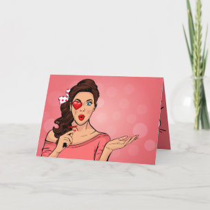 Pop Art Dam Heart Lollipop Valentine Helgkort