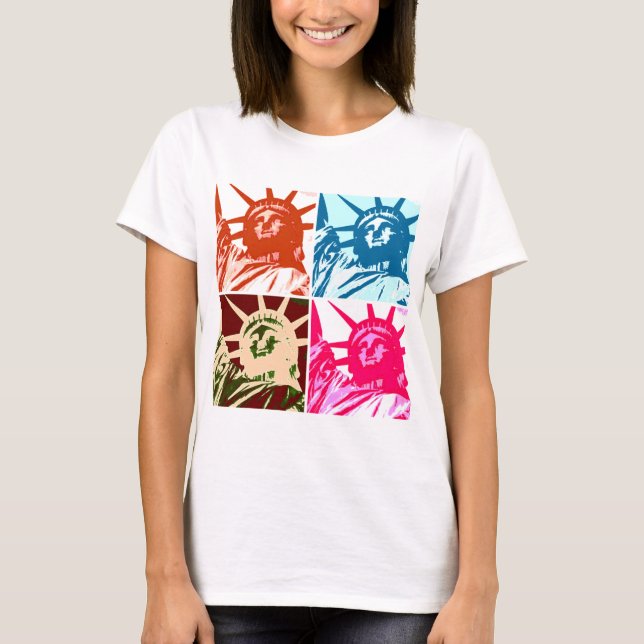 Pop Art Dam Liberty New York City Tee Shirt (Framsida)