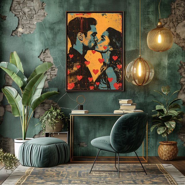 Pop Art de Amor: Beso Romántico Fototryck (Skapare uppladdad)